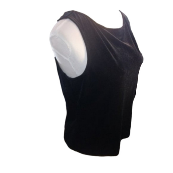 NWOT Patra Black Velvet Sleeveless Shirt Size Large - Picture 2 of 3